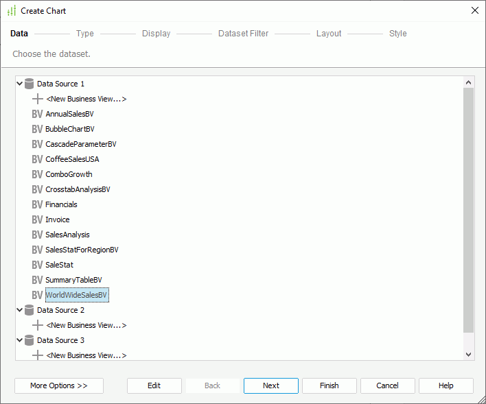 Create Chart dialog box - Data