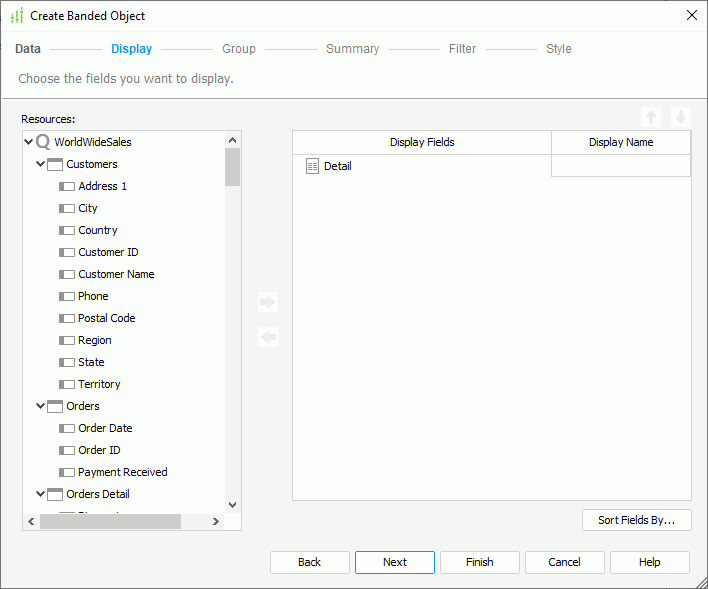 Create Banded Object - Display