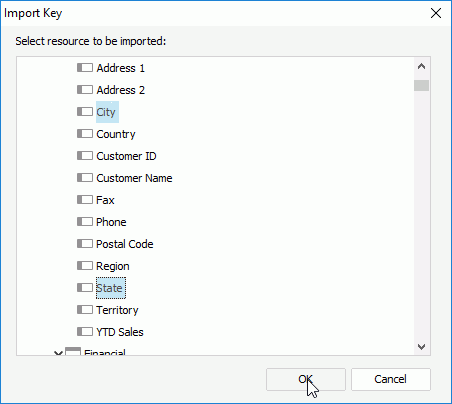 Import Key dialog box